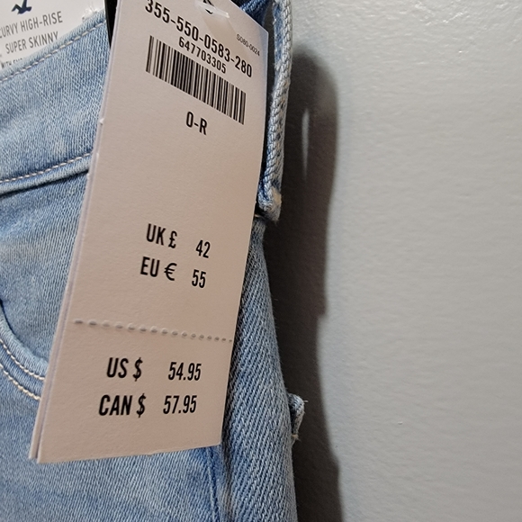 Hollister HIGH-RISE SUPER SKINNY JEANS Size 0 / 24 Light Wash NEW! - Picture 9 of 14
